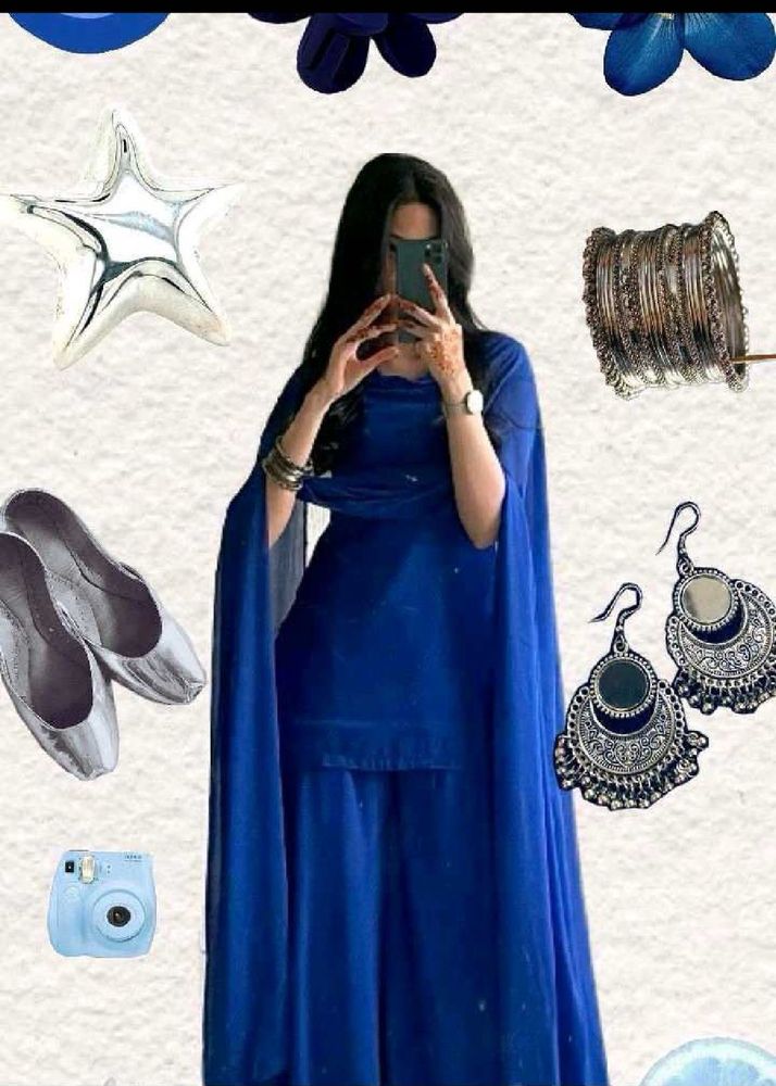 Vibrant Royal Blue Kurta Set with Palazzos