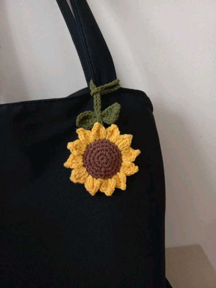 Crochet Sunflower bag charm