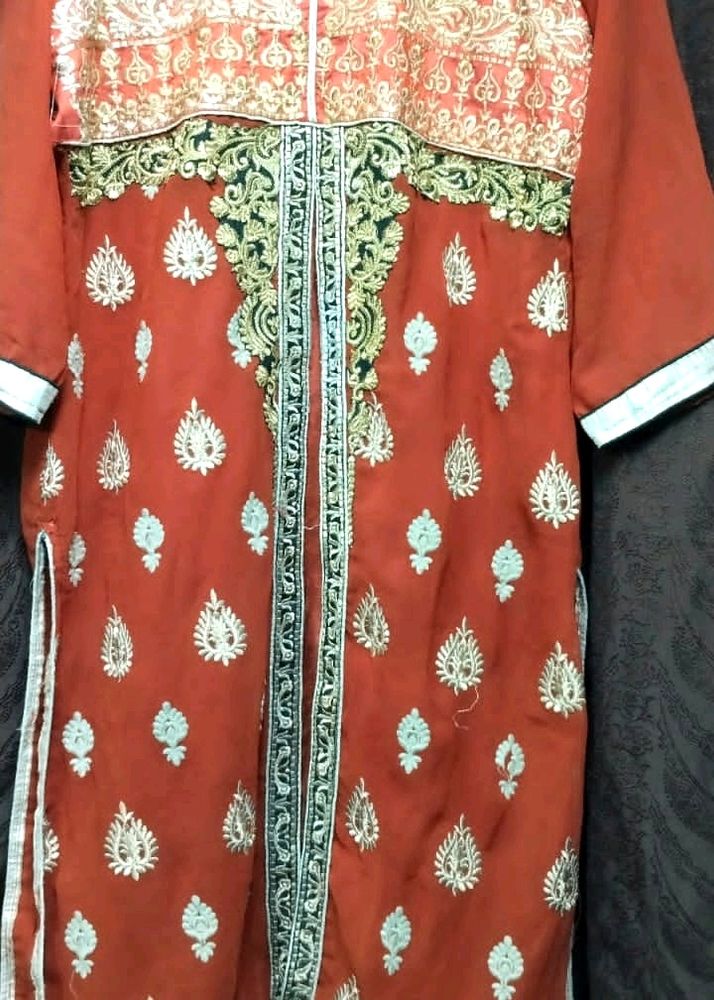 kurti with koti Pakistani Zari work