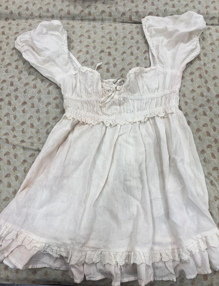 Cream Cottagecore Mini Dress