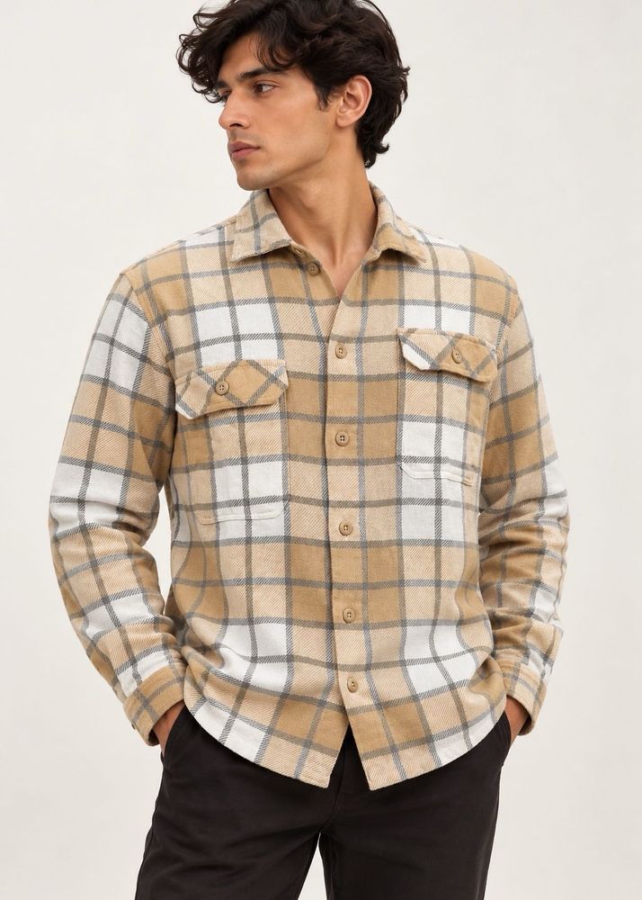 Men's Textured Button-Up Shirt
