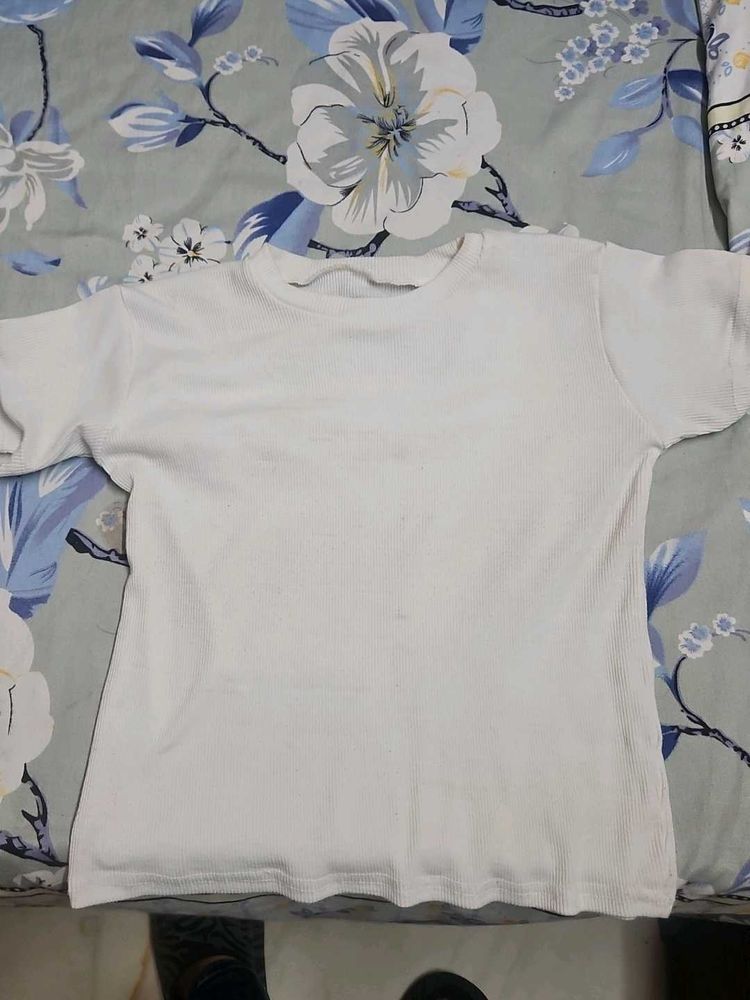 Basic White Ribbed T-Shirt