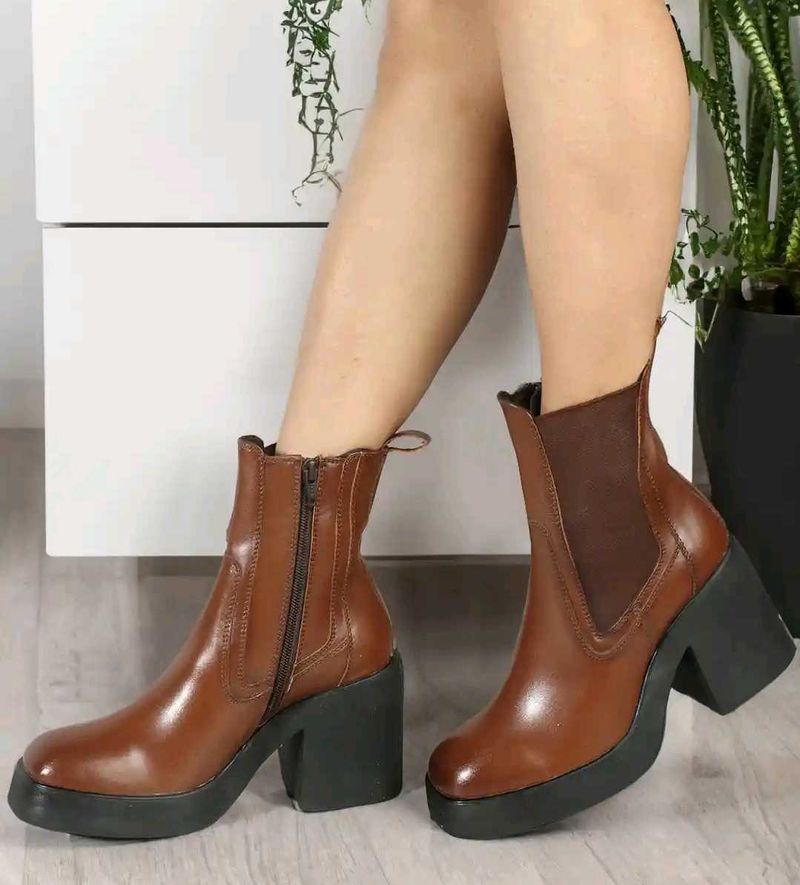 Chunky Heel Platform Boots