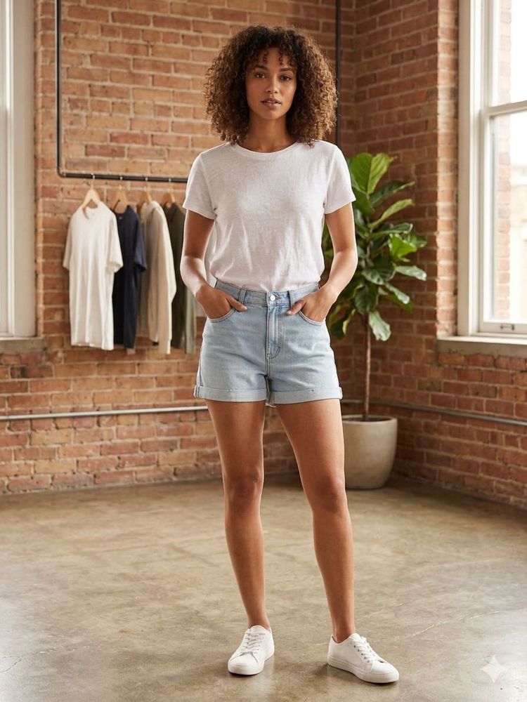 Light Wash Denim Shorts
