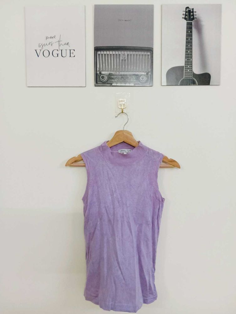 Lilac Mock Neck Sleeveless Top