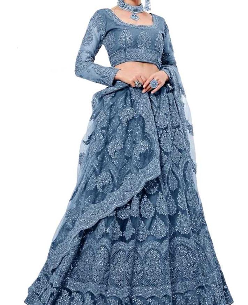 Elegant Blue Embroidered Lehenga Choli