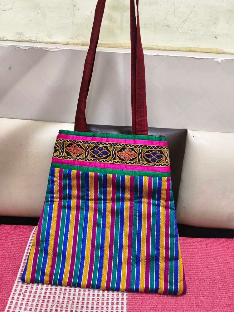 Vibrant Embroidered Tote Bag