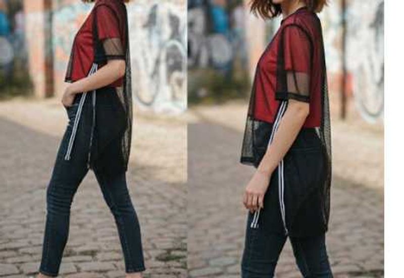 Mesh Top with Red Tank