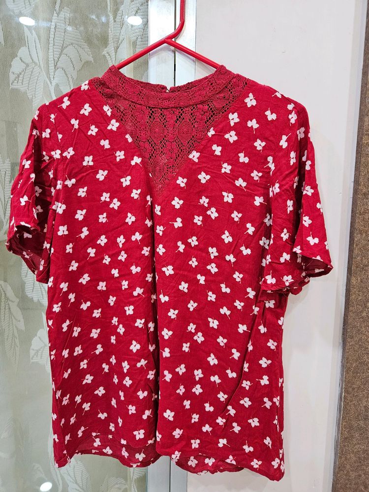 Red Floral Top