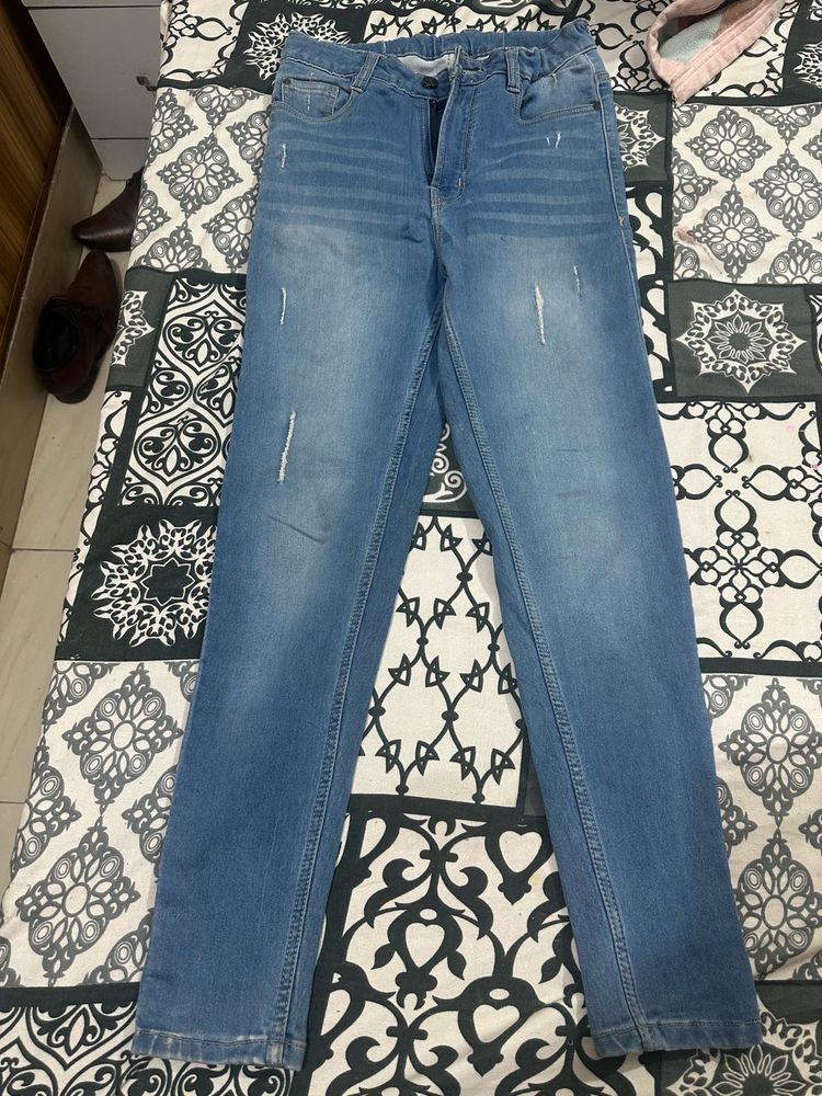 Blue Distressed Denim Jeans