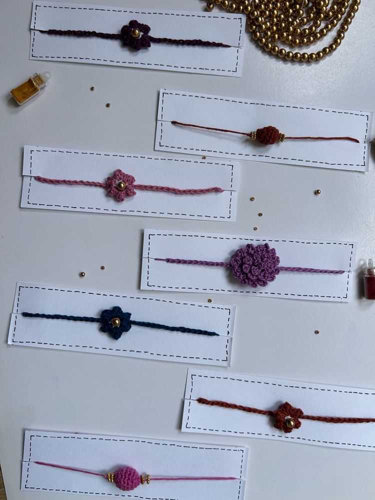 Handmade Crochet Flower Rakhi Can Be Reusable