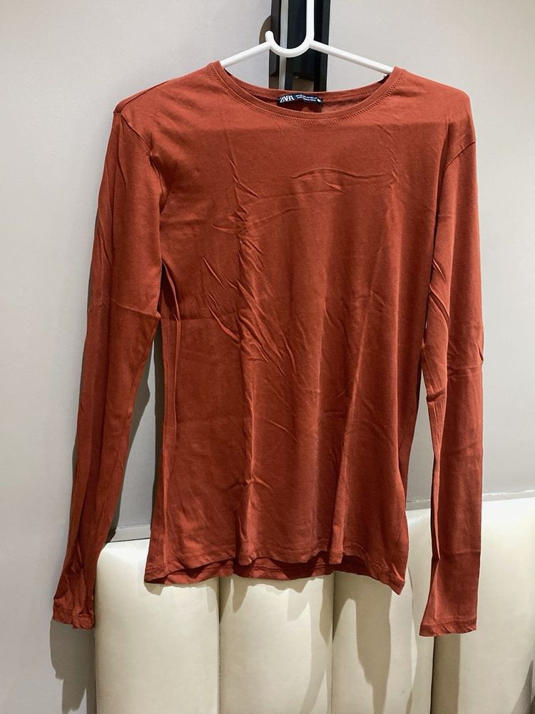 Zara Rust Orange Long Sleeve T-Shirt