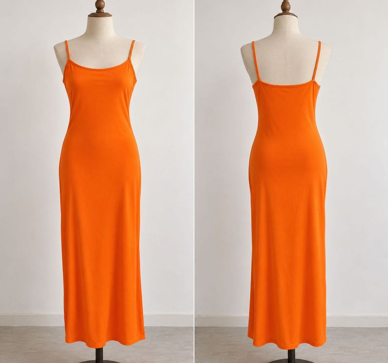 Orange Spaghetti Strap Maxi Dress