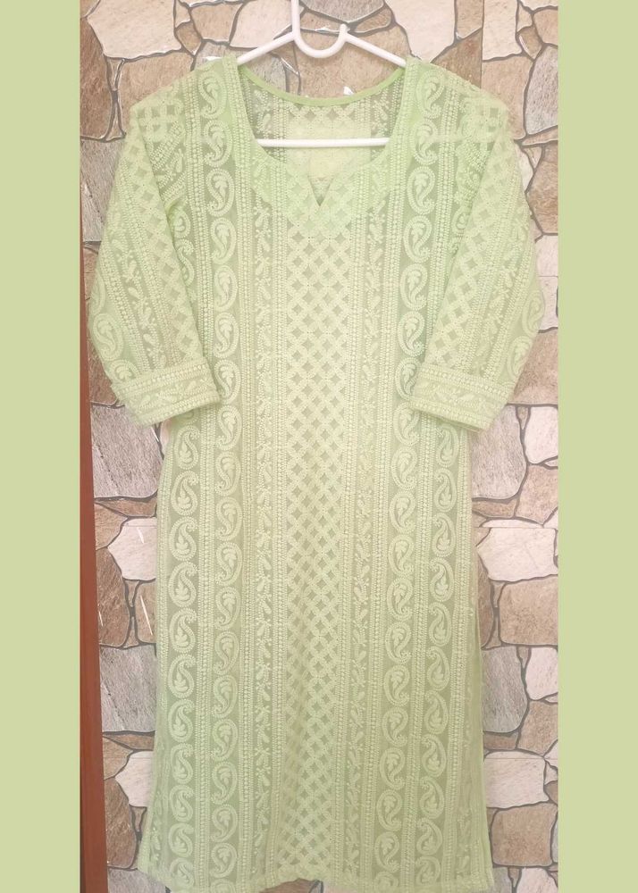 Pastel Pistachio Embroidered Kurti(weekend S