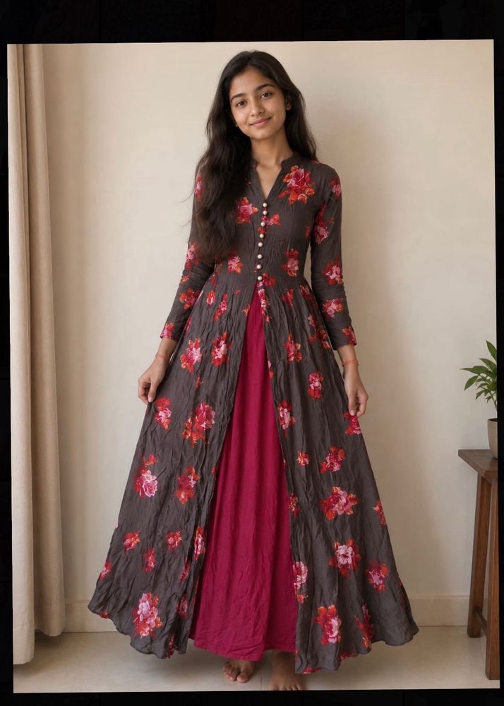 Floral Print middle slit kurti
