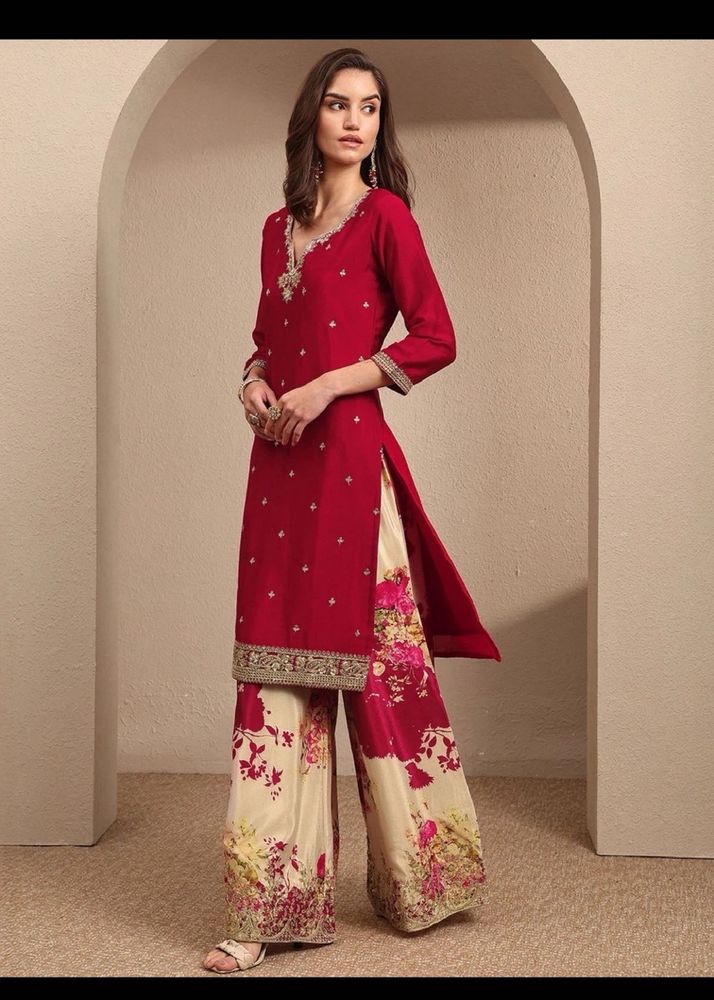 LIBAS red kurta palazzo set