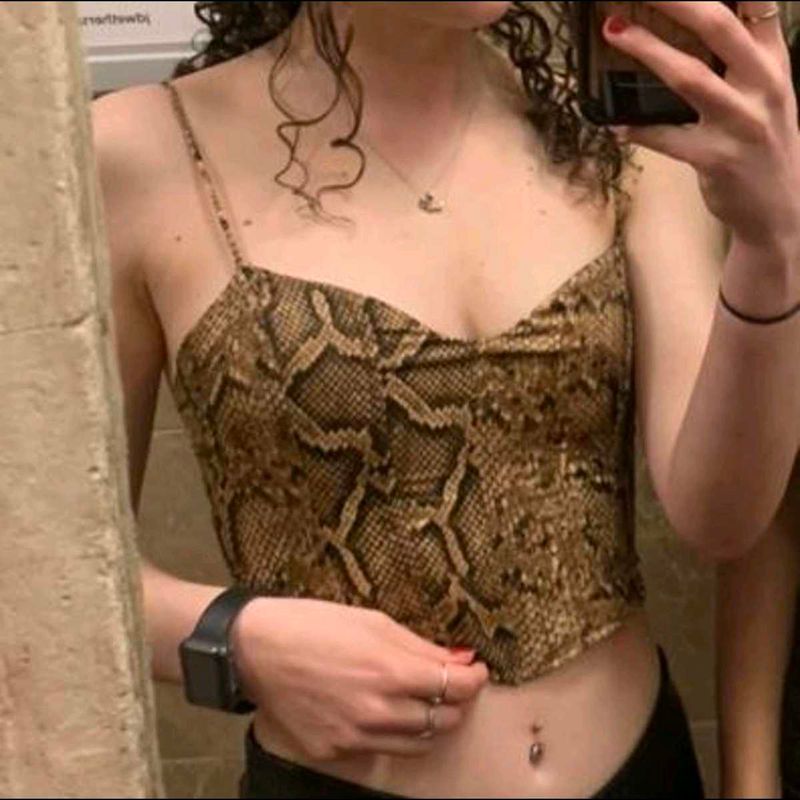 ZARA Snakeskin Print Corset Top
