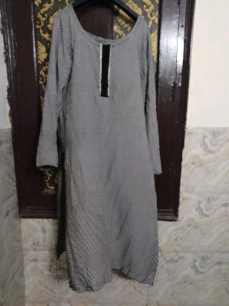 Chic Black and White Checked Kurta
