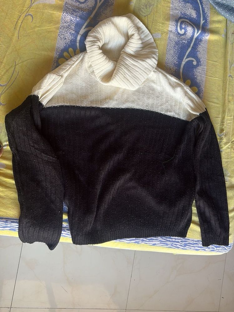Stylish Color Block Turtleneck Sweater