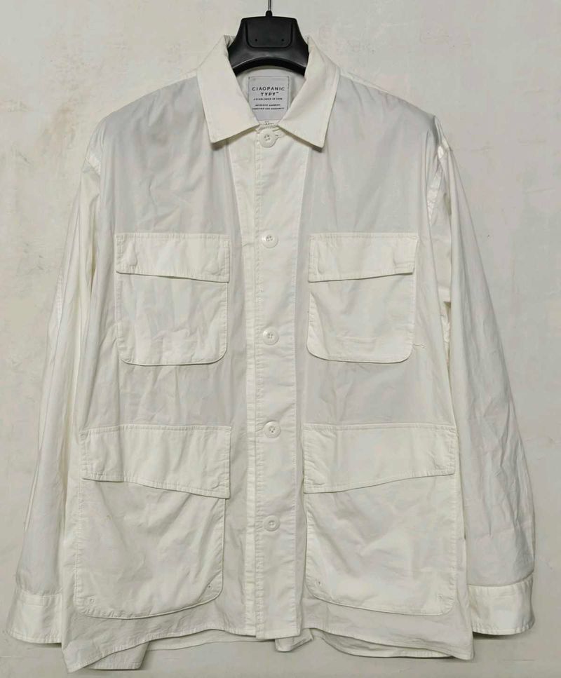 Classic White Utility Shirt Jacket