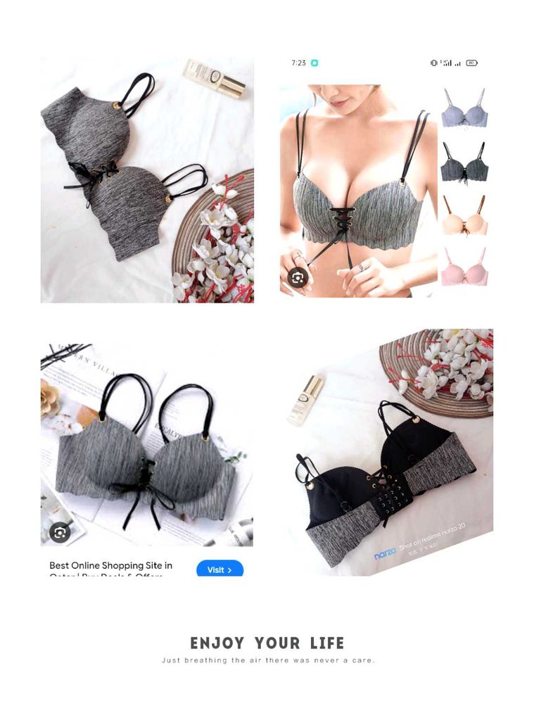 Grey Lace-Up Bra