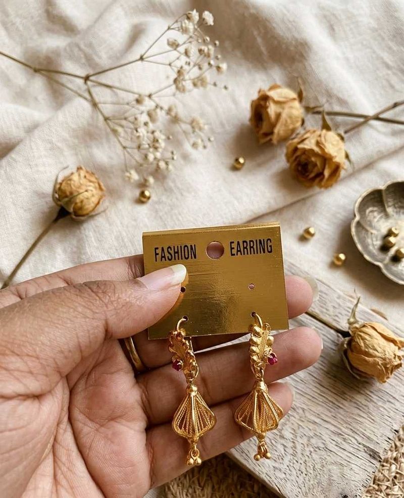 Golden Jhumka Earrings 🌼✨
