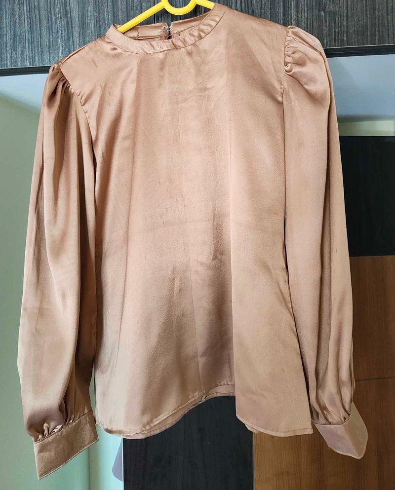 Satin Puff Sleeve Top