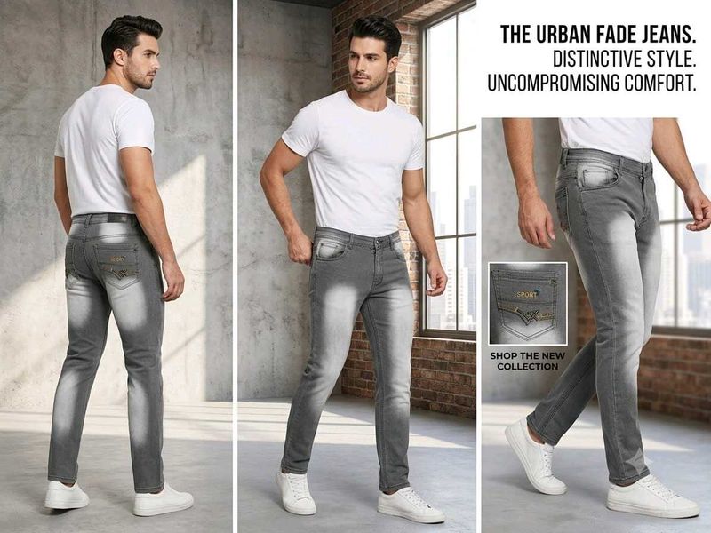 Men's Grey Faded Jeans Unused