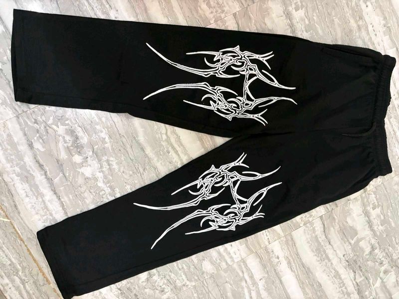 Black Graphic Print Joggers