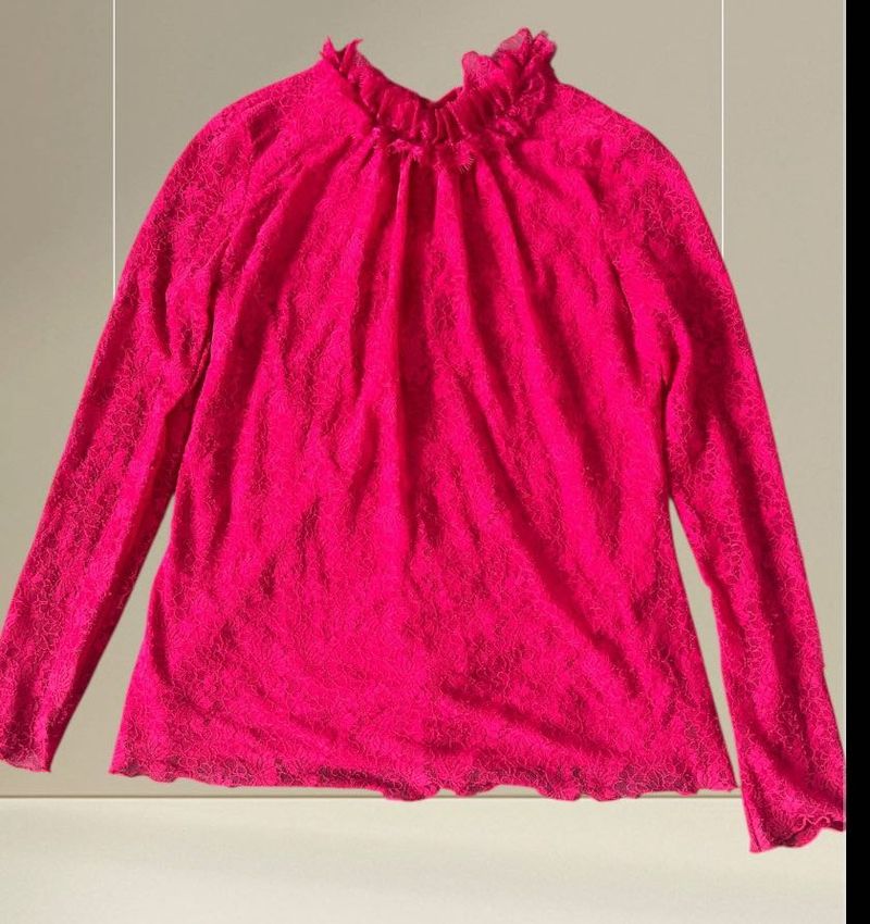 Pink Lace Ruffle Top