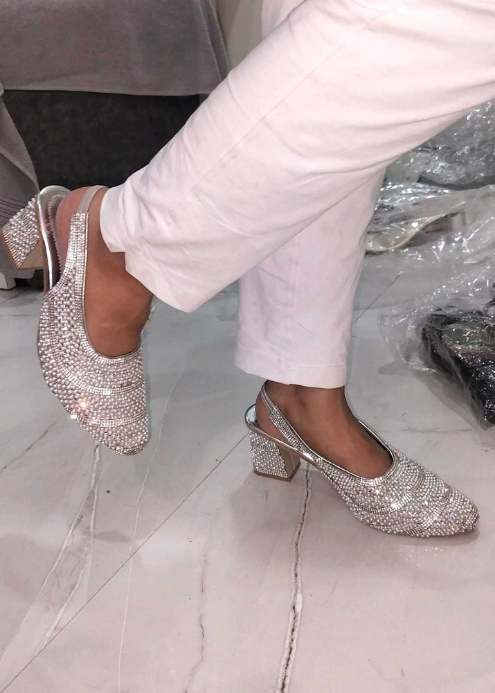 Sparkling Embellished Slingback Heels