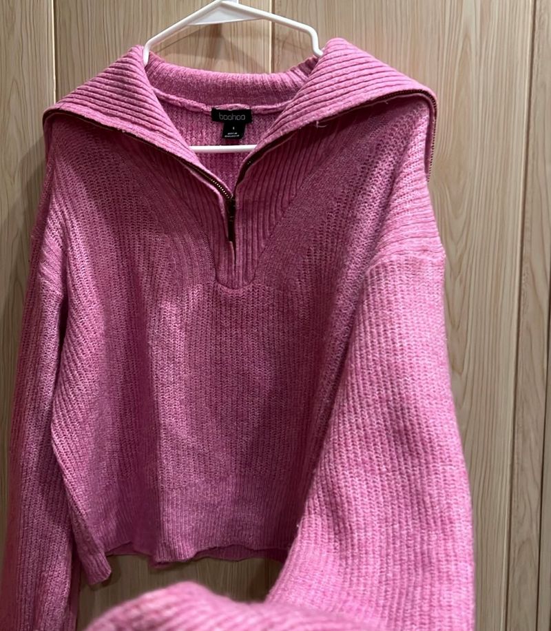 Boohoo Pink Knit Pullover Sweater