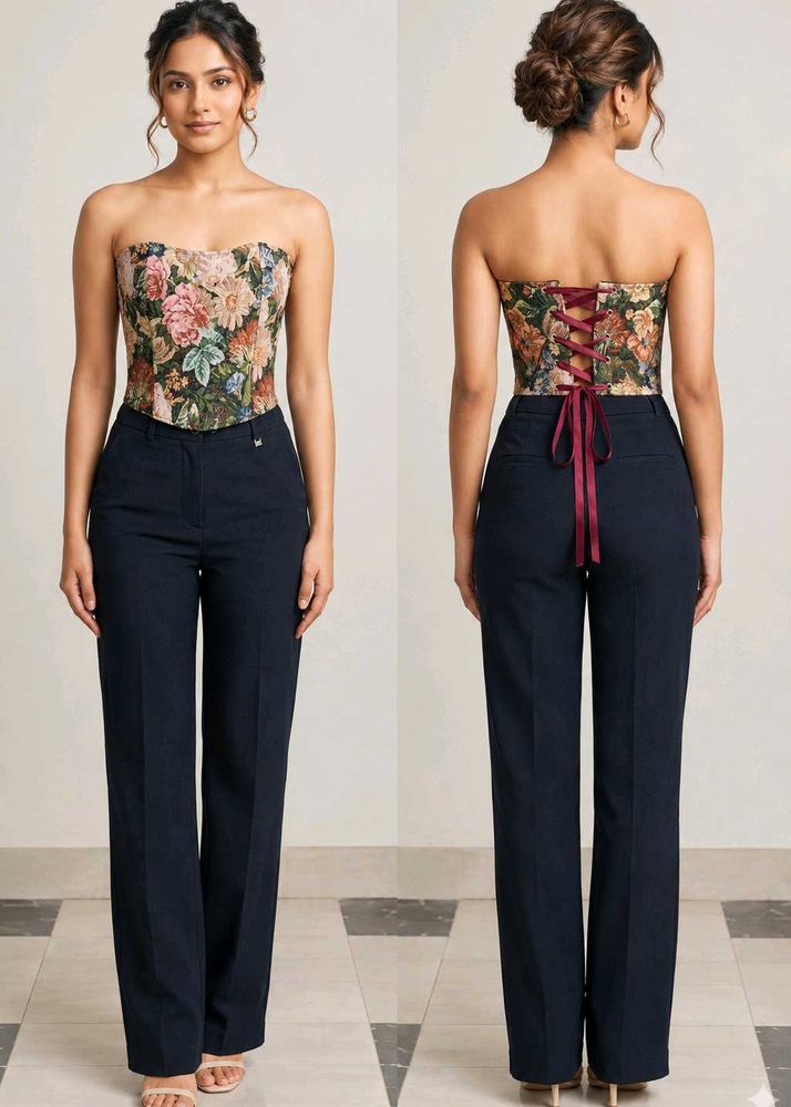 Floral Corset Top with Back trouser