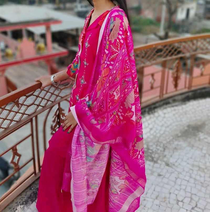 Pink Floral Kurta Set