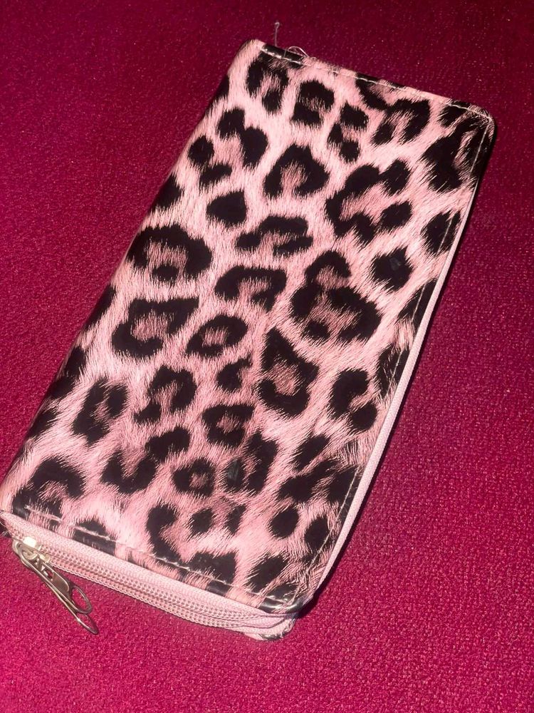 Leopard Print Zip Around Wallet