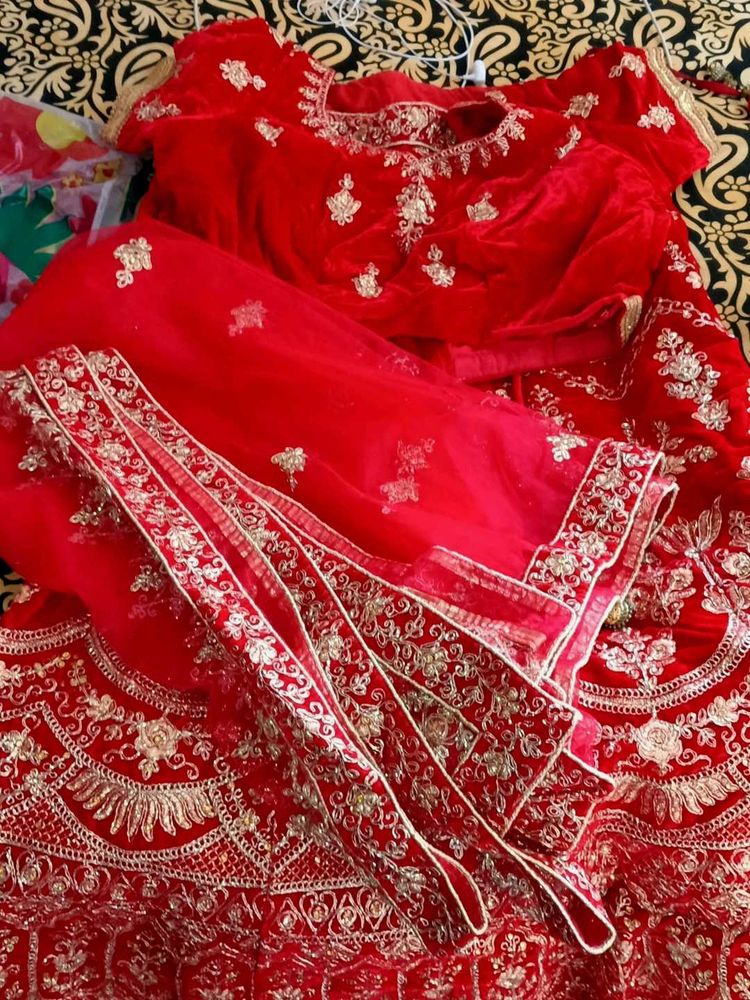 Exquisite Red Velvet Lehenga Choli
