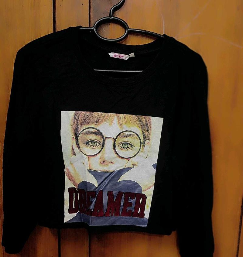 Black "Dreamer" Graphic Print Top