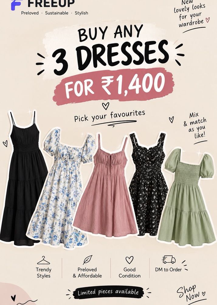 Chic Summer Dresses - Buy any 3  for ₹1400 fix pri