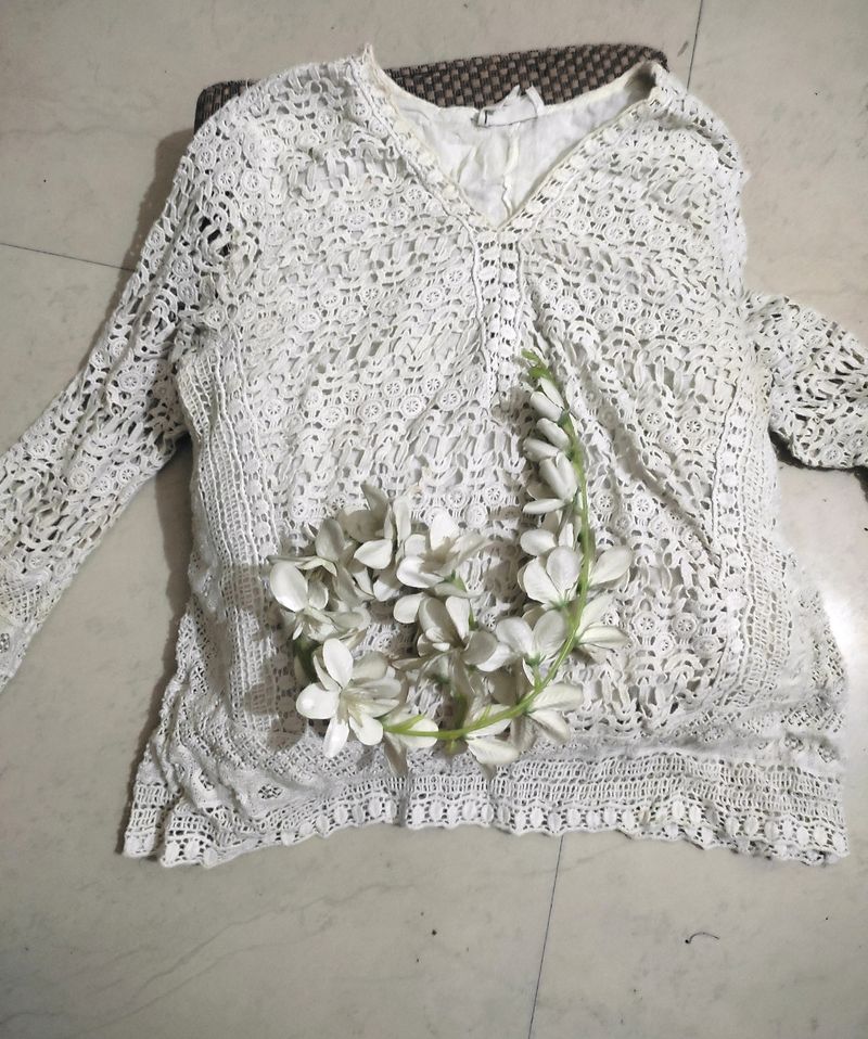 White Embroided Top