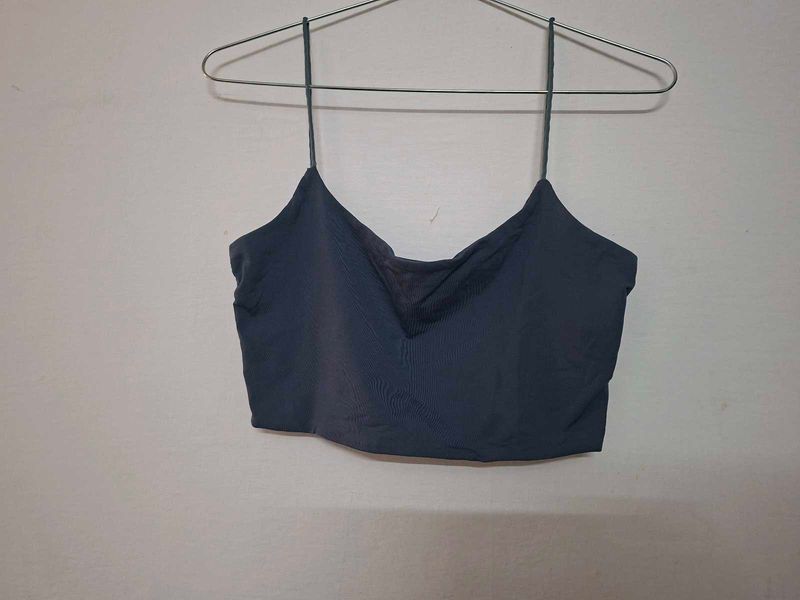 Stylish Dark greyish Blue Crop Top