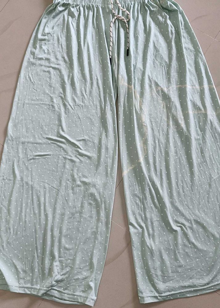 Sea Green Polka Dot Palazzo Pants