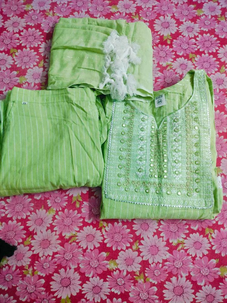 Green Embroidered Kurta Set with Dupatta
