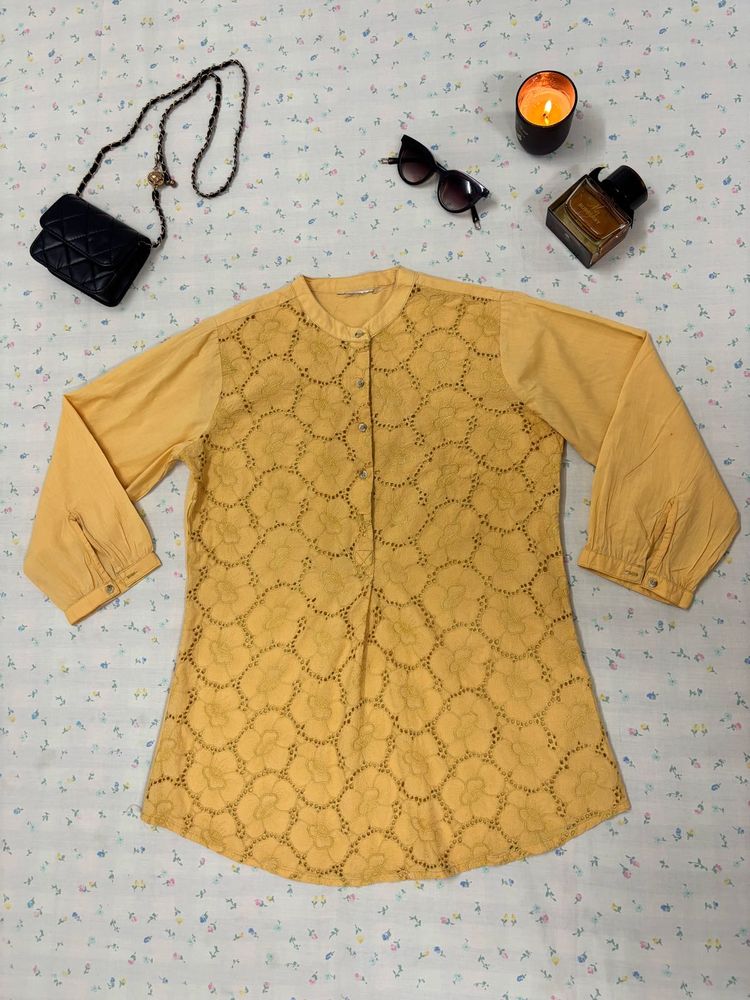 Yellow Embroidered Kurta
