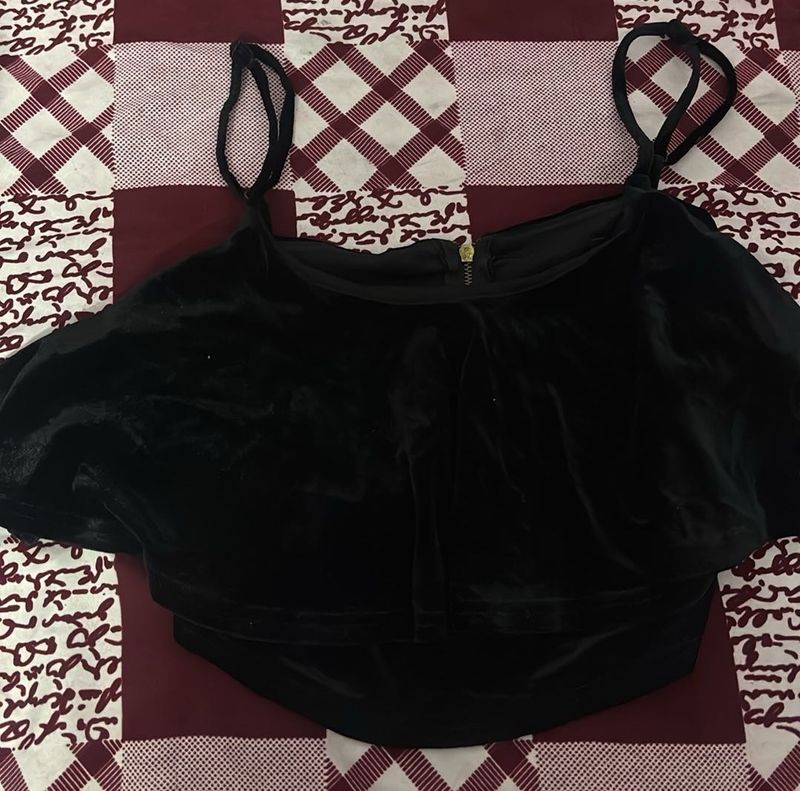 Black Velvet Layered Crop Top