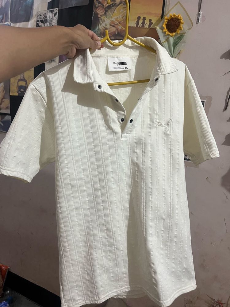 Cream Textured Polo Shirt