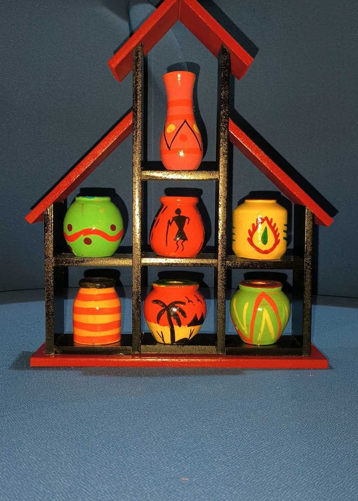 Hand-Painted Terracotta Pot Shelf Decor