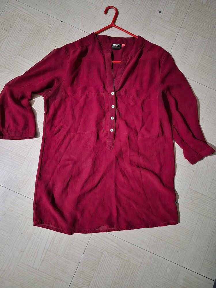Burgundy Three Quarter Sleeve Top