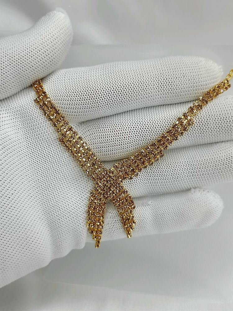 Trending gold jerkin necklace and choker with earr