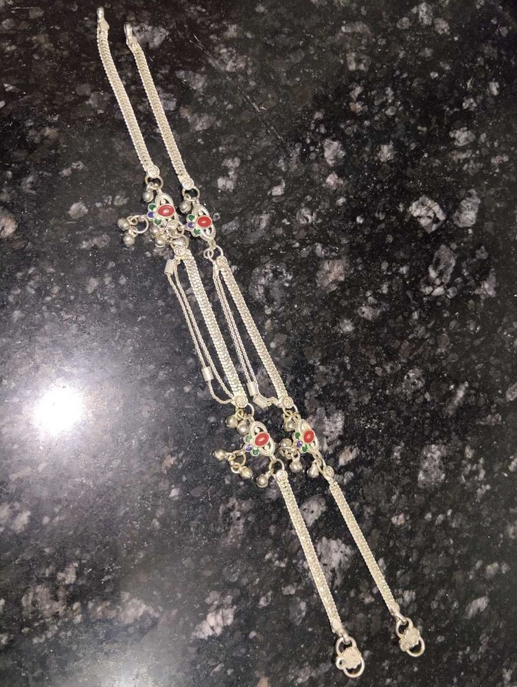 Elegant Silver Anklets with Bells