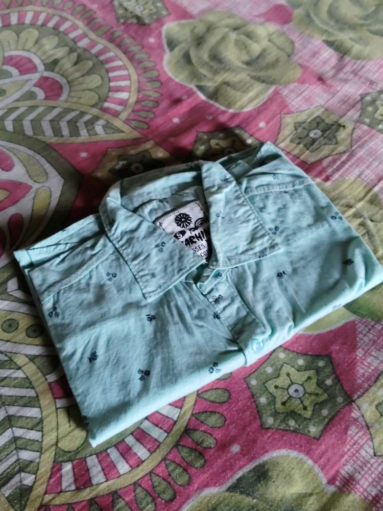Men's Light Blue Printed Casual Shirt